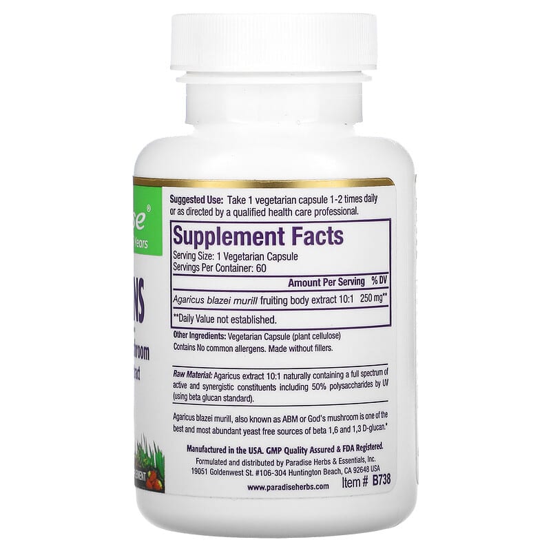 Paradise Herbs, Beta Glucans, 60 Vegetarian Capsules 601944777388
