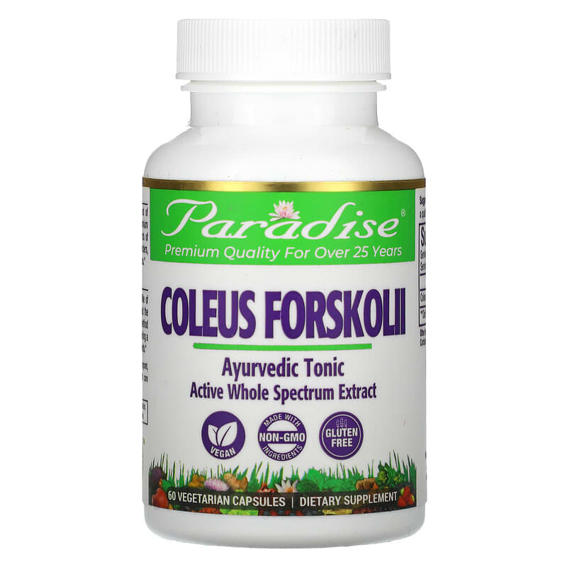 Paradise Herbs Coleus Forskolii 60 Vegetarian Capsules 601944777289