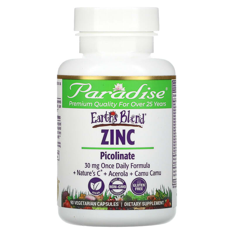 Paradise Herbs Earth's Blend Zinc Picolinate 90 Vegetarian Capsules 601944778910