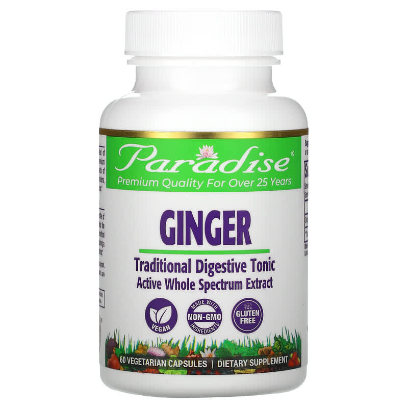 Paradise Herbs Ginger 60 Vegetarian Capsules 601944777241
