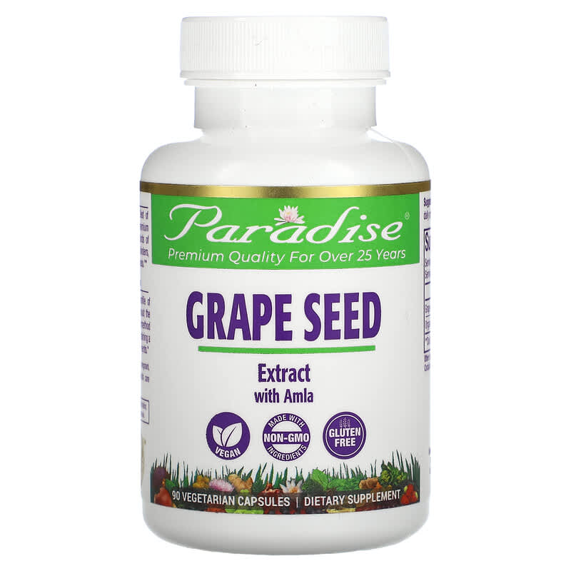 Paradise Herbs Grape Seed Extract with Amla 90 Vegetarian Capsules 601944777234