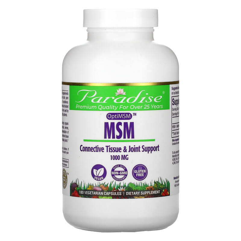 Paradise Herbs MSM 1,000 mg 180 Vegetarian Capsules 601944777517