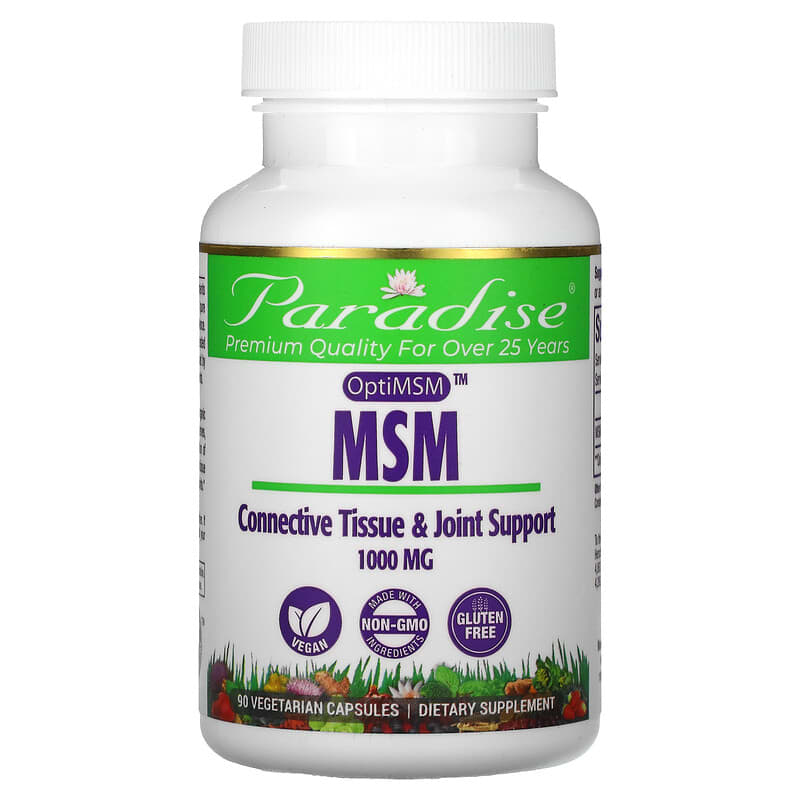 Paradise Herbs MSM 1,000 mg 90 Vegetarian Capsules 601944777500