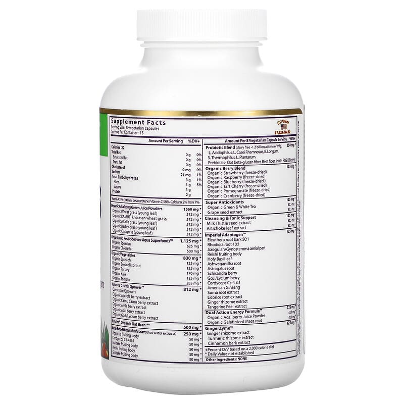 Paradise Herbs, ORAC Energy Greens, 120 Vegetarian Capsules 601944778033