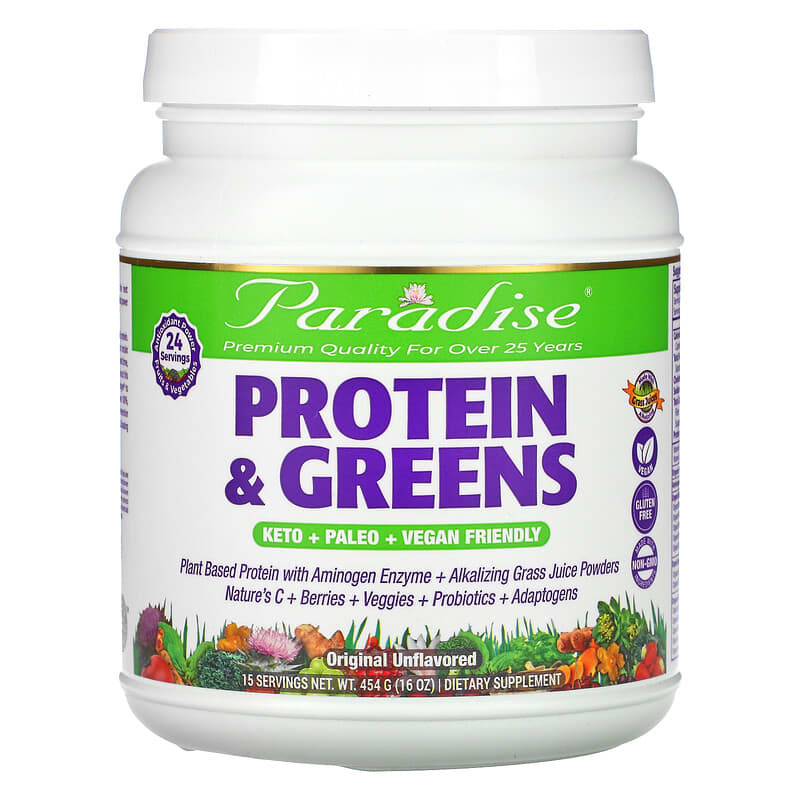 Paradise Herbs Protein & Greens Original Unflavored 16 oz (454 g) 601944777906