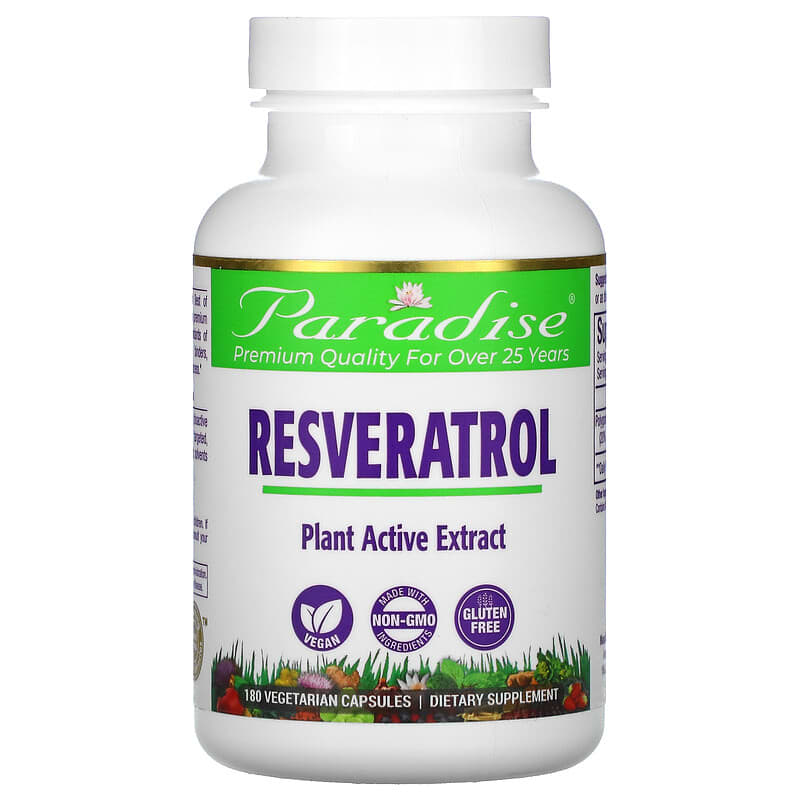 Paradise Herbs Resveratrol 180 Vegetarian Capsules 601944777869