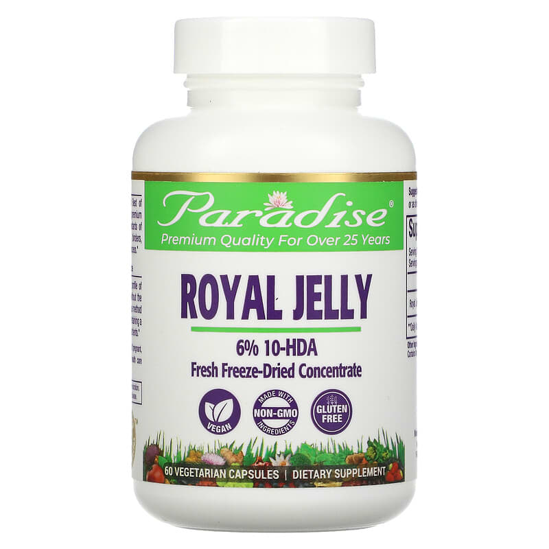 Paradise Herbs Royal Jelly 60 Vegetarian Capsules 601944777173