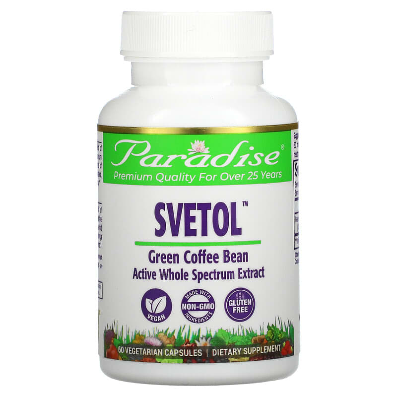 Paradise Herbs Svetol Green Coffee Bean 60 Vegetarian Capsules 601944778330
