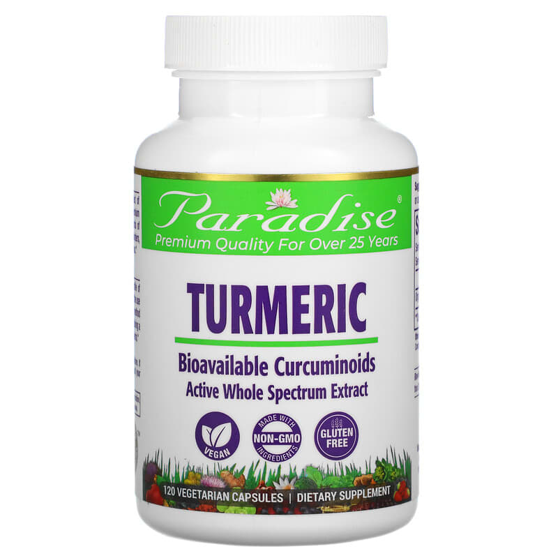 Paradise Herbs Turmeric 250 mg 120 Vegetarian Capsules 601944777623