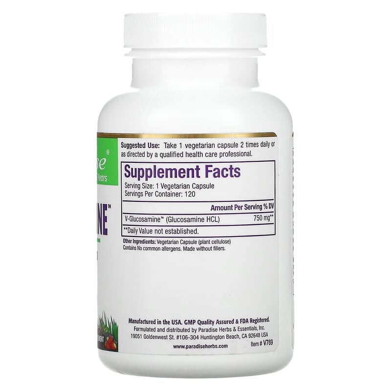 Paradise Herbs, V-Glucosamine, 120 Vegetarian Capsules 601944777692