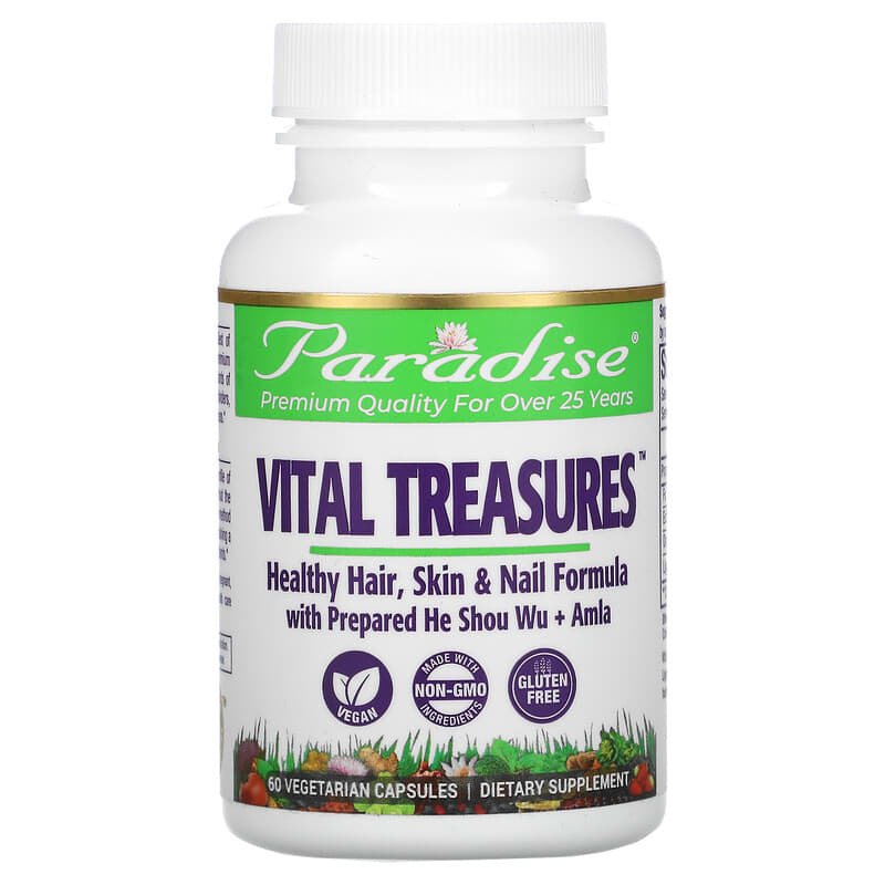 Paradise Herbs Vital Treasures Hair Skin & Nails 60 Vegetarian Capsules 601944777197