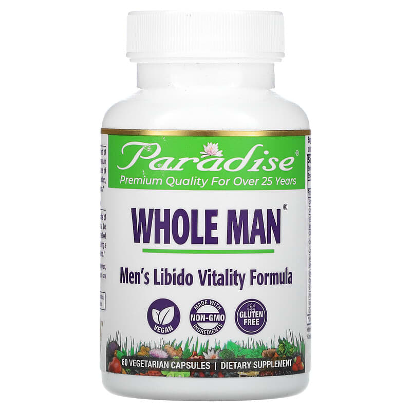Paradise Herbs Whole Man Men's Libido Vitality Formula 60 Vegetarian Capsules 601944777050