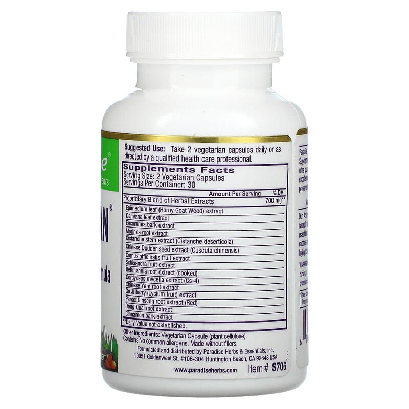 Paradise Herbs, Whole Woman, Women's Libido Vitality Formula, 60 Vegetarian Capsules 601944777067