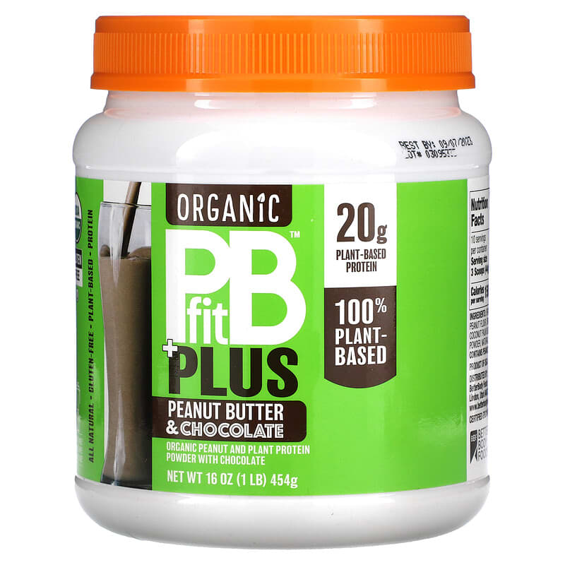 PBfit Organic PB Fit Plus Peanut Butter & Chocolate 1 lb (454 g) 856260006593