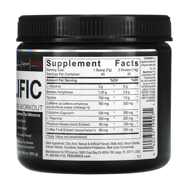 PEScience, Prolific, Pre-Workout, Melon Berry Twist, 9.88 oz (280 g) 40232199271