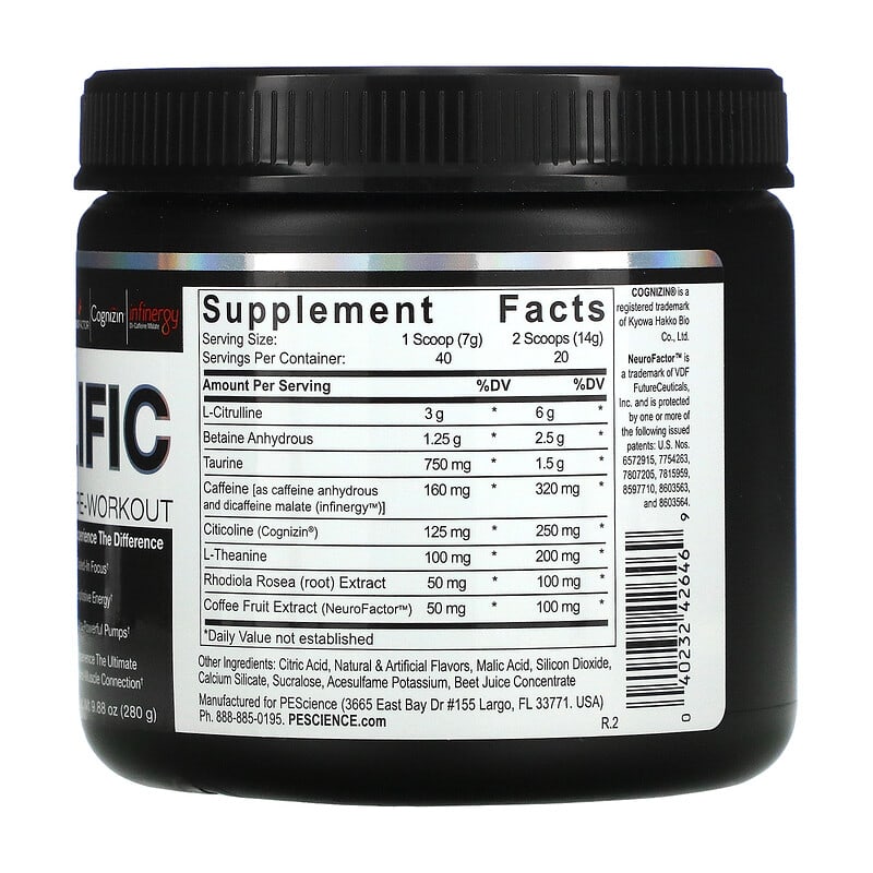 PEScience, Prolific, Pre-Workout, Raspberry Lemonade, 9.88 oz (280 g) 40232426469