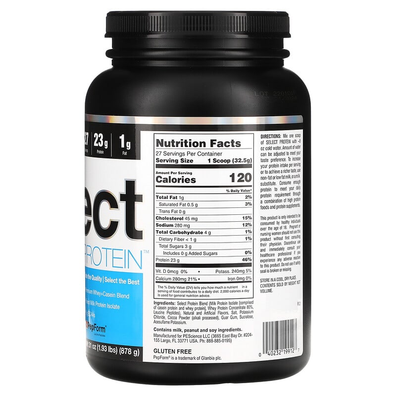PEScience, Select Protein, Protein Powder Drink Mix, Chocolate Peanut Butter Cup, 1.93 lbs (878 g) 40232199127