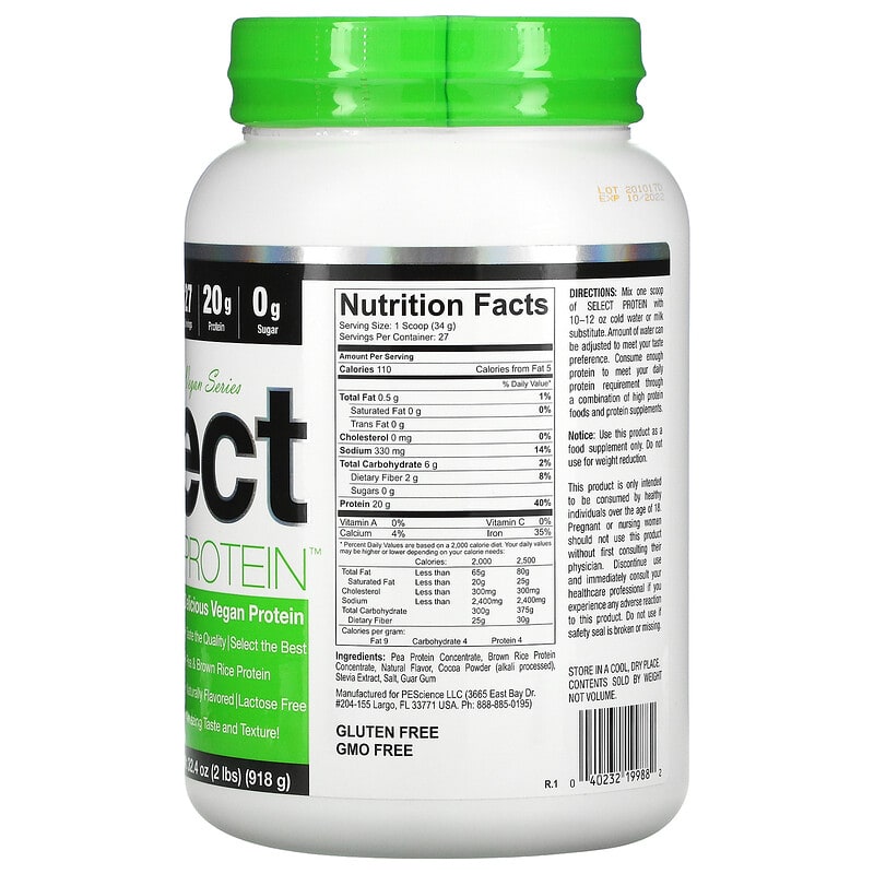PEScience, Vegan Series, Select Protein, Chocolate Bliss, 32.4 oz (918 g) 40232199882