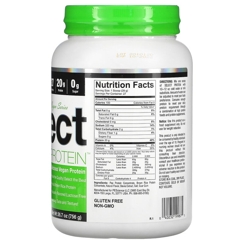 PEScience, Vegan Series, Select Protein, Vanilla Indulgence, 26.7 oz (756 g) 40232199875