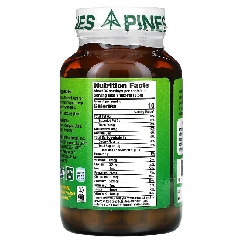 Pines International, Wheat Grass, 500 mg, 250 Tablets 43952000025