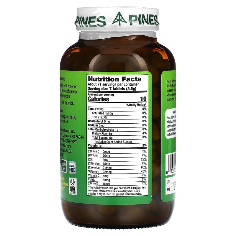 Pines International, Wheat Grass, 500 mg, 500 Tablets 43952000032