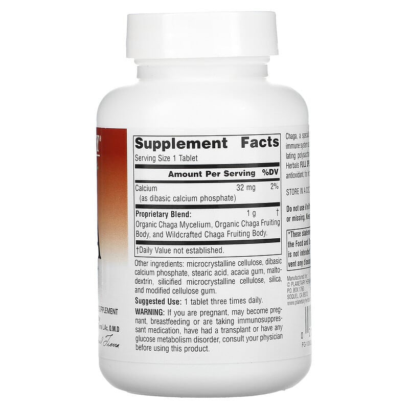 Planetary Herbals, Full Spectrum Chaga, 1,000 mg, 60 Tablets 21078106661