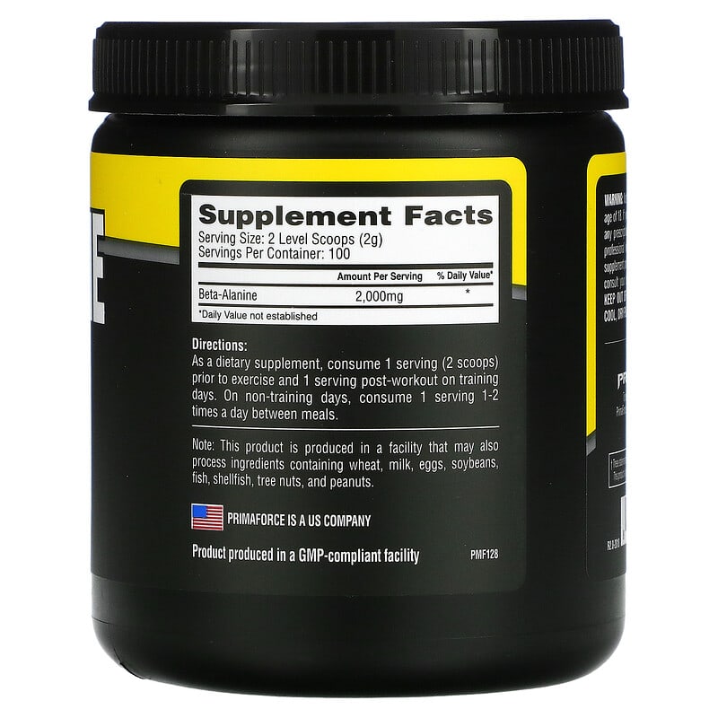 Primaforce, Beta-Alanine, Unflavored, 7 oz (200 g) 811445020061