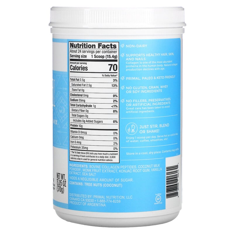 Primal Kitchen, Collagen Fuel, Vanilla Coconut, 13.05 oz (370 g) 856769006131