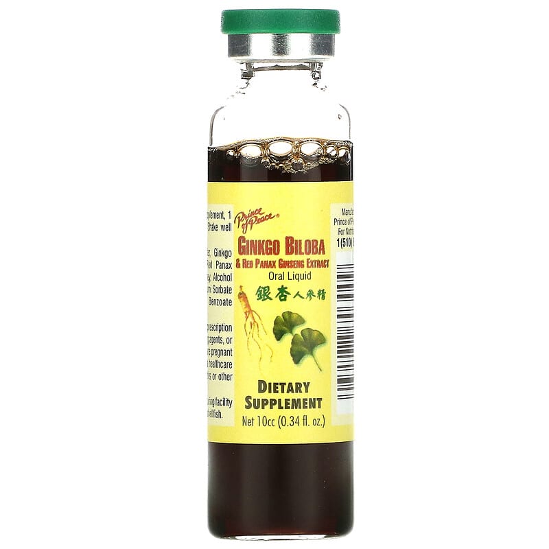 Prince of Peace, Ginkgo Biloba & Red Panax Ginseng Extract, 30 Bottles, 0.34 fl oz Each 39278703306