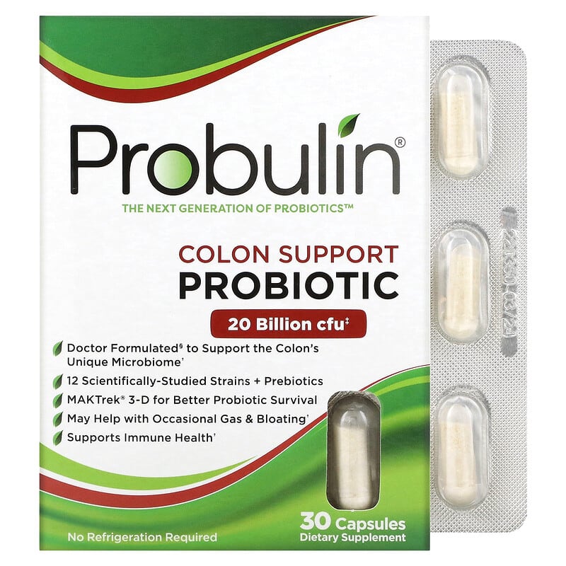 Probulin Colon Support Probiotic 20 Billion CFU 30 Capsules 855757003602