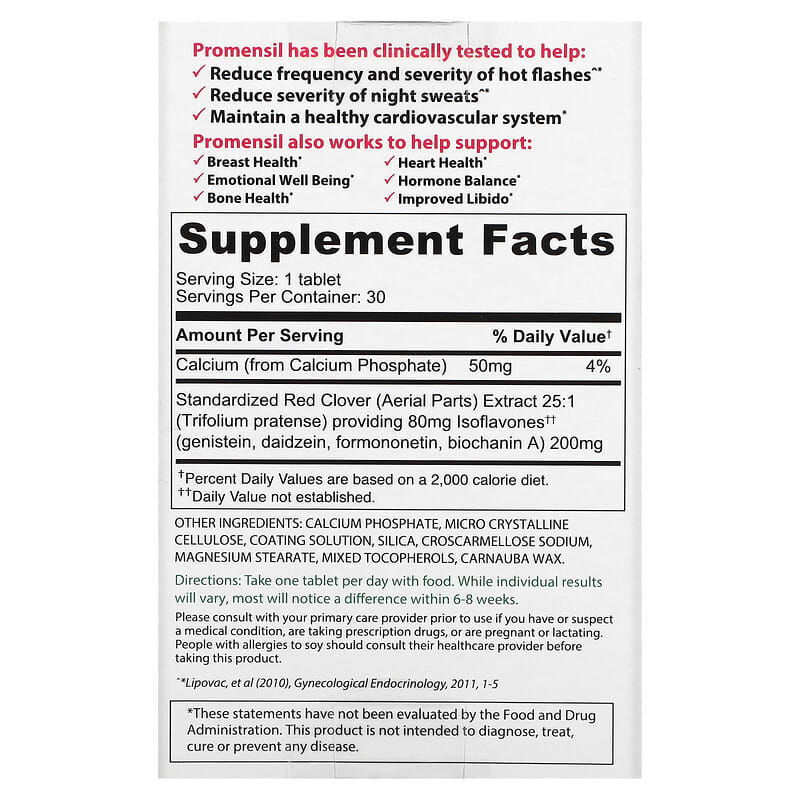 Promensil, Menopause, Double Strength, 30 Tablets 647125603039