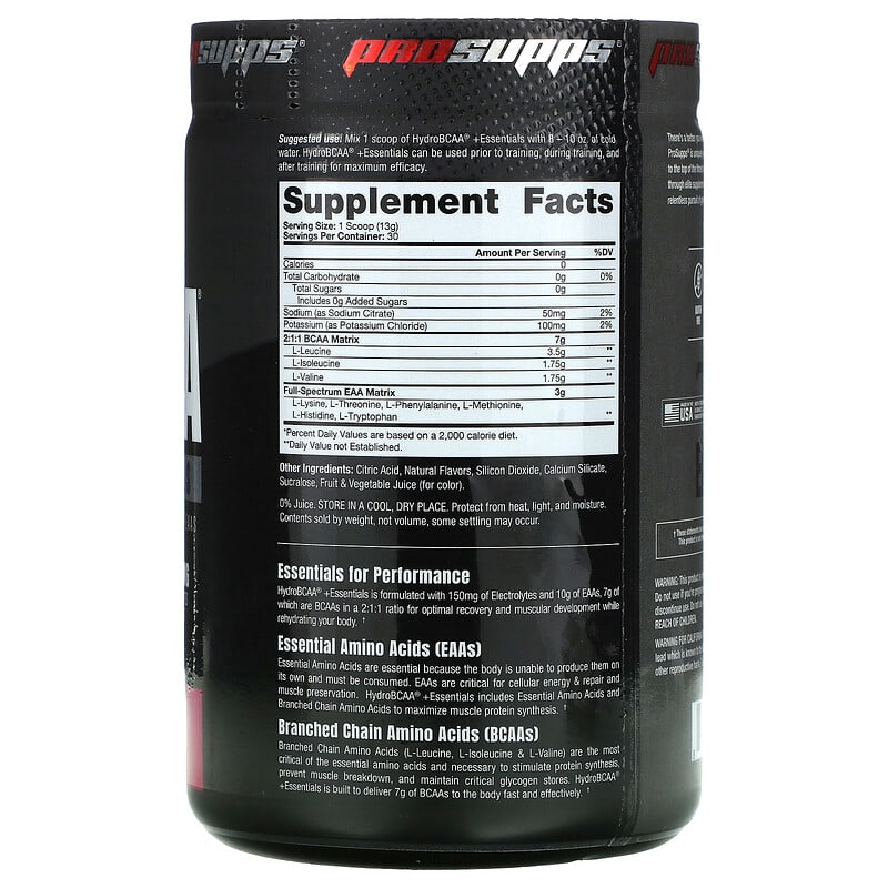 ProSupps, Hydro BCAA + Essentials, Blackberry Lemonade, 13.75 oz (390 g) 818253026353