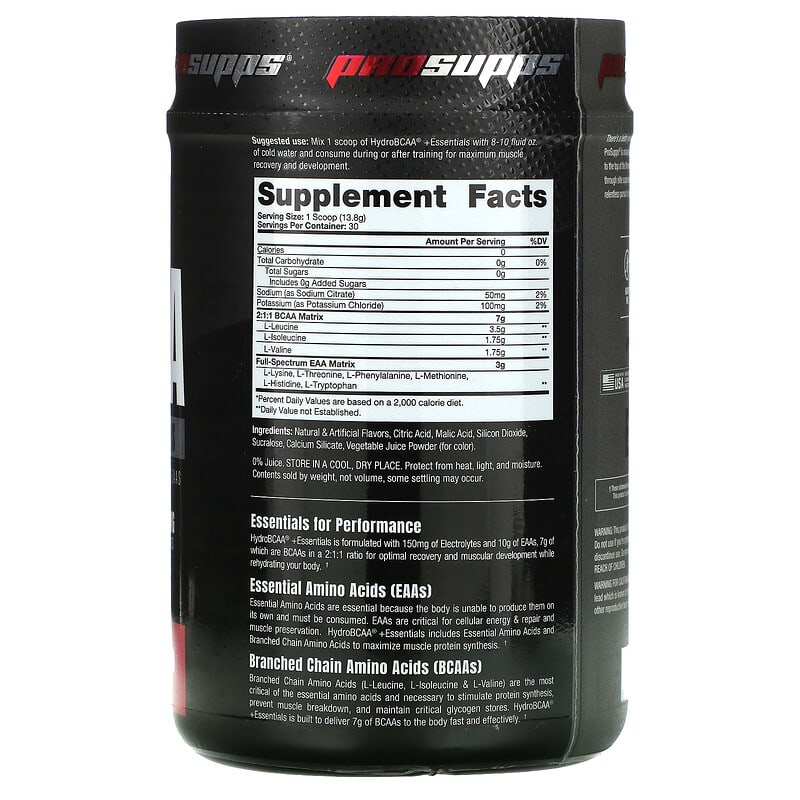 ProSupps, Hydro BCAA +Essentials, Watermelon, 14.6 oz (414 g) 810034811097