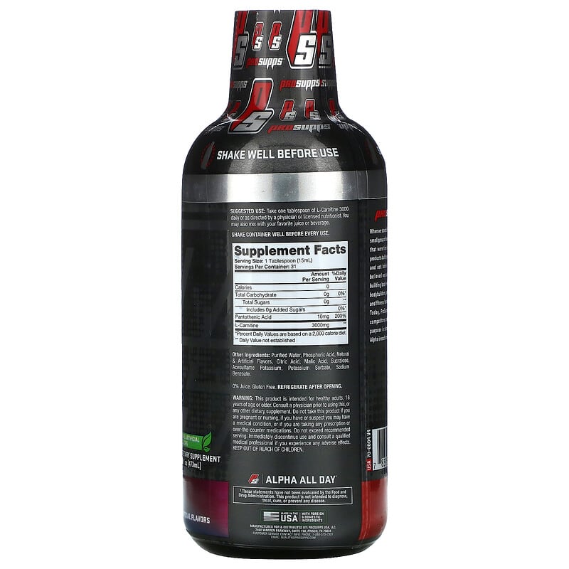 ProSupps, L-Carnitine 3000, Blue Razz, 16 fl oz (473 ml) 783956105868