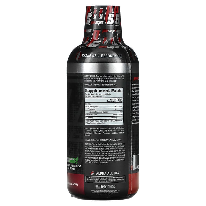 ProSupps, Vanish, L-Carnitine 3000 Liquid Shots, Berry, 3,000 mg, 16 fl oz (473 ml) 783956105844