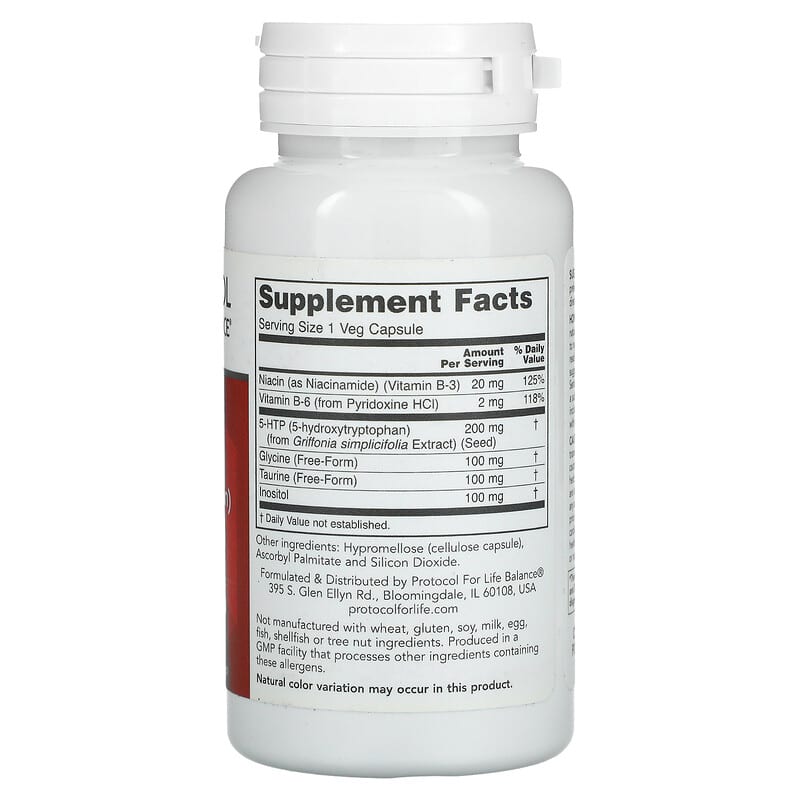 Protocol for Life Balance, 5-HTP, 200 mg, 60 Veg Capsules 707359101081