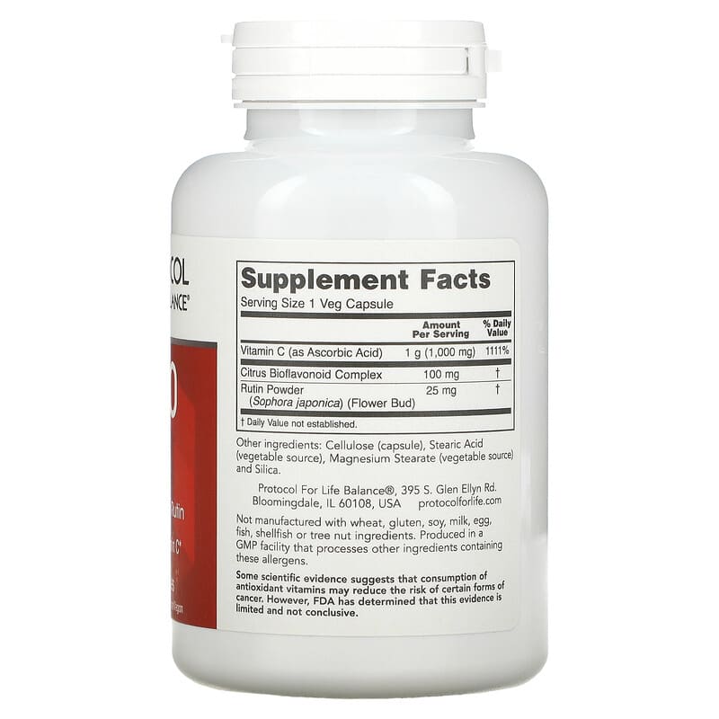 Protocol for Life Balance, C-1000 Caps with Bioflavonoids & Rutin, 120 Veg Capsules 707359106901