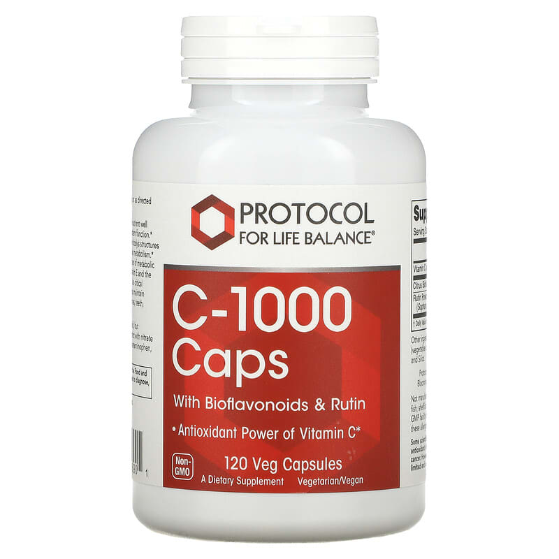Protocol for Life Balance C-1000 Caps with Bioflavonoids & Rutin 120 Veg Capsules 707359106901