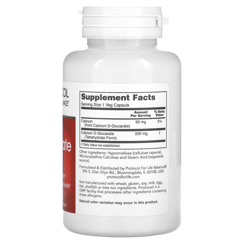 Protocol for Life Balance, Calcium D-Glucarate, 500 mg, 90 Veg Capsules 707359130975