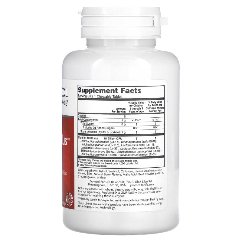 Protocol for Life Balance, Chewable ProtoDophilus, 10 Billion, 60 Chewables 707359129238