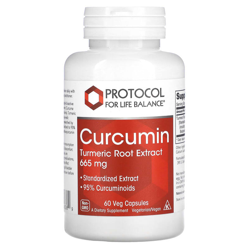 Protocol for Life Balance Curcumin Turmeric Root Extract 665 mg 60 Veg Capsules 707359146389