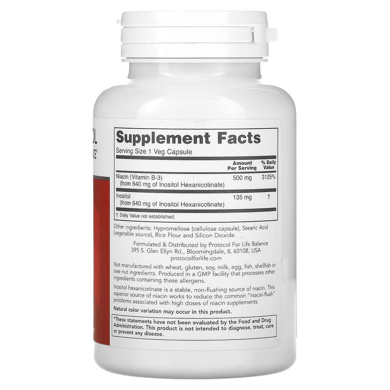 Protocol for Life Balance, Flush-Free Niacin, 500 mg, 90 Veg Capsules 707359104983