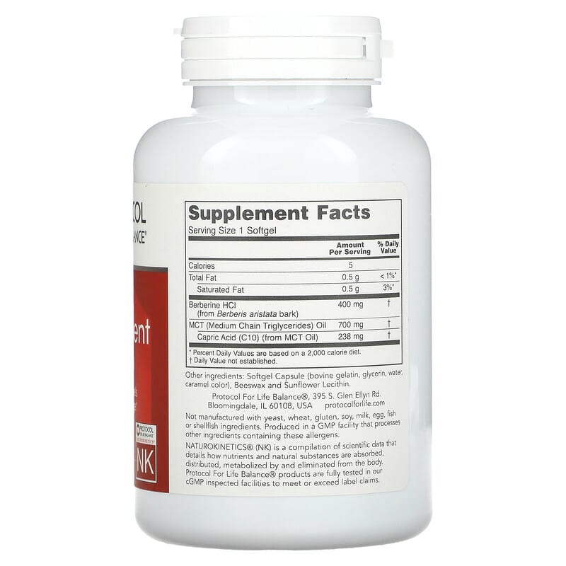 Protocol for Life Balance, Glucose Management with Berberine HCl, 90 Softgels 707359146006