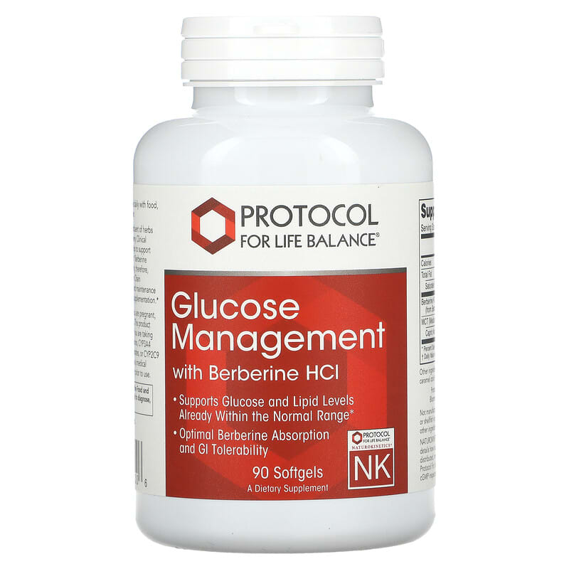 Protocol for Life Balance Glucose Management with Berberine HCl 90 Softgels 707359146006