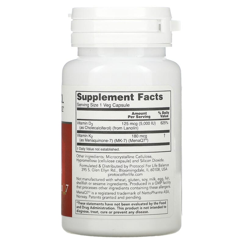 Protocol for Life Balance, K2 MK-7 & D3, 60 Veg Capsules 707359103849
