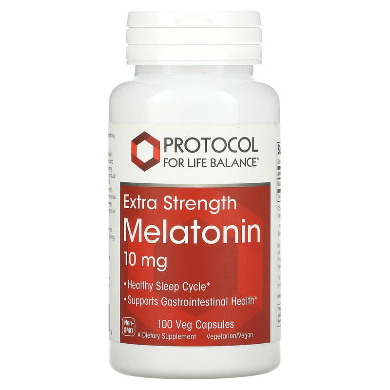 Protocol for Life Balance Melatonin Extra Strength 10 mg 100 Veg Capsules 707359135574