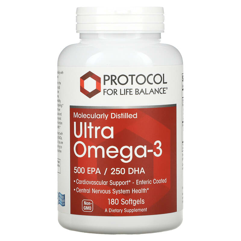 Protocol for Life Balance Molecularly Distilled Ultra Omega-3 500 EPA/250 DHA 180 Softgels 707359116627