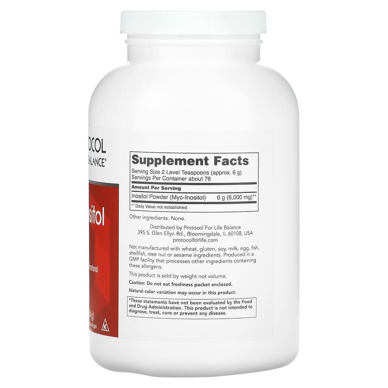 Protocol for Life Balance, Myo-Inositol Powder, 1 lb (454 g) 707359105294