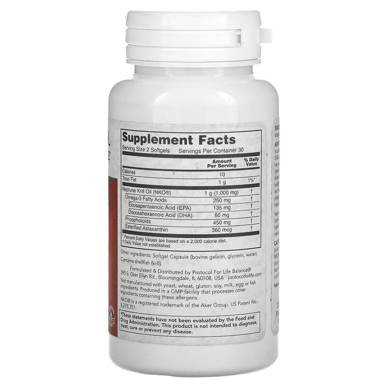 Protocol for Life Balance, Neptune Krill Oil, 250 mg, 60 Softgels 707359116252