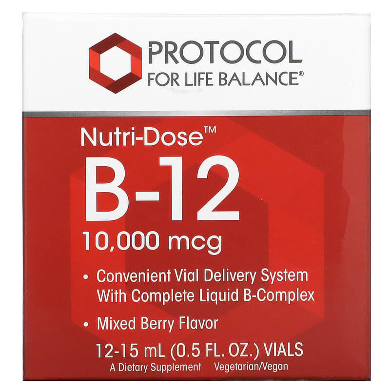 Protocol for Life Balance Nutri-Dose B-12 Mixed Berry 10,000 mcg 12 Vials 0.5 fl oz (15 ml) Each 707359104532